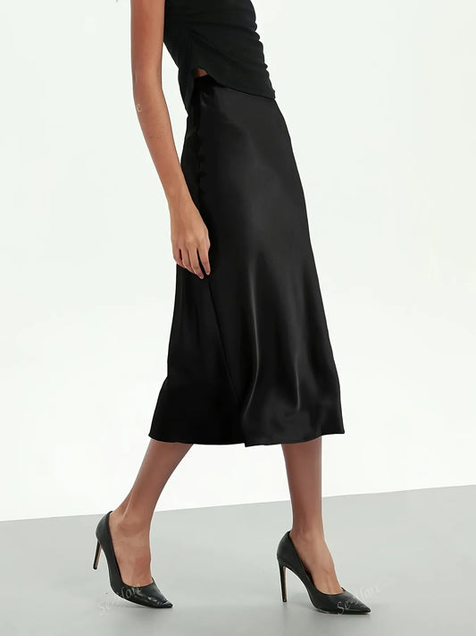 Satin Midi Skirt