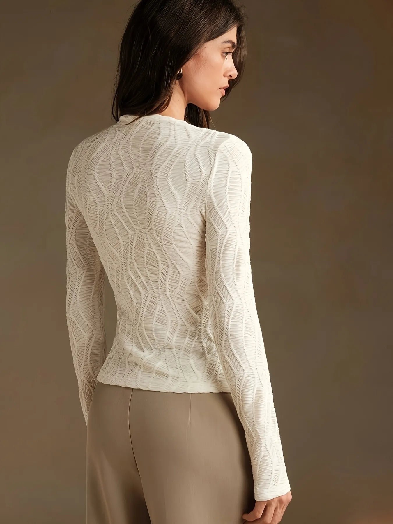 Textured Long-Sleeve Top