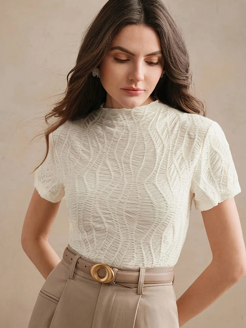Textured Short-Sleeve Top