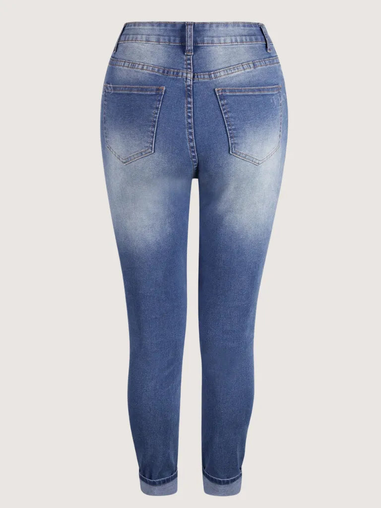 Blue jeans on a white background