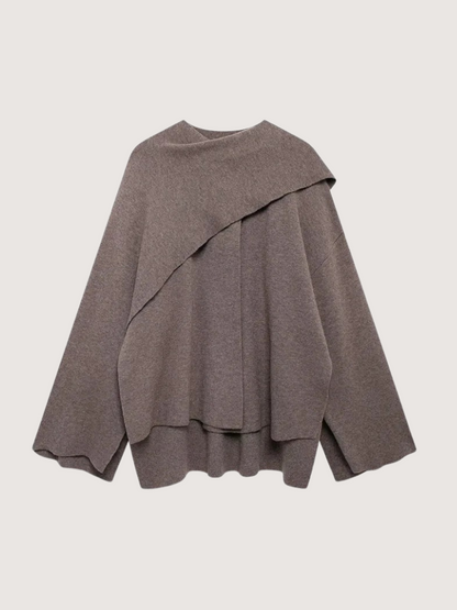 Women’s Winter Coat with Asymmetric Scarf