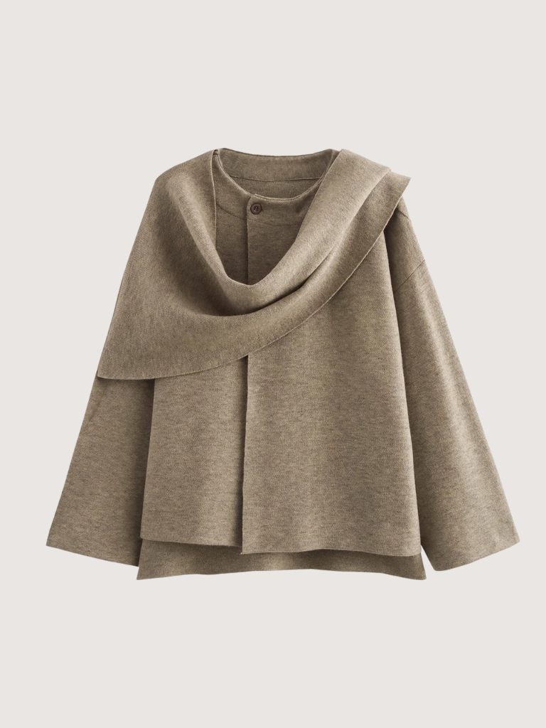 Women’s Winter Coat with Asymmetric Scarf