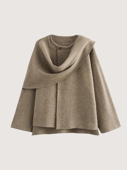 Women’s Winter Coat with Asymmetric Scarf