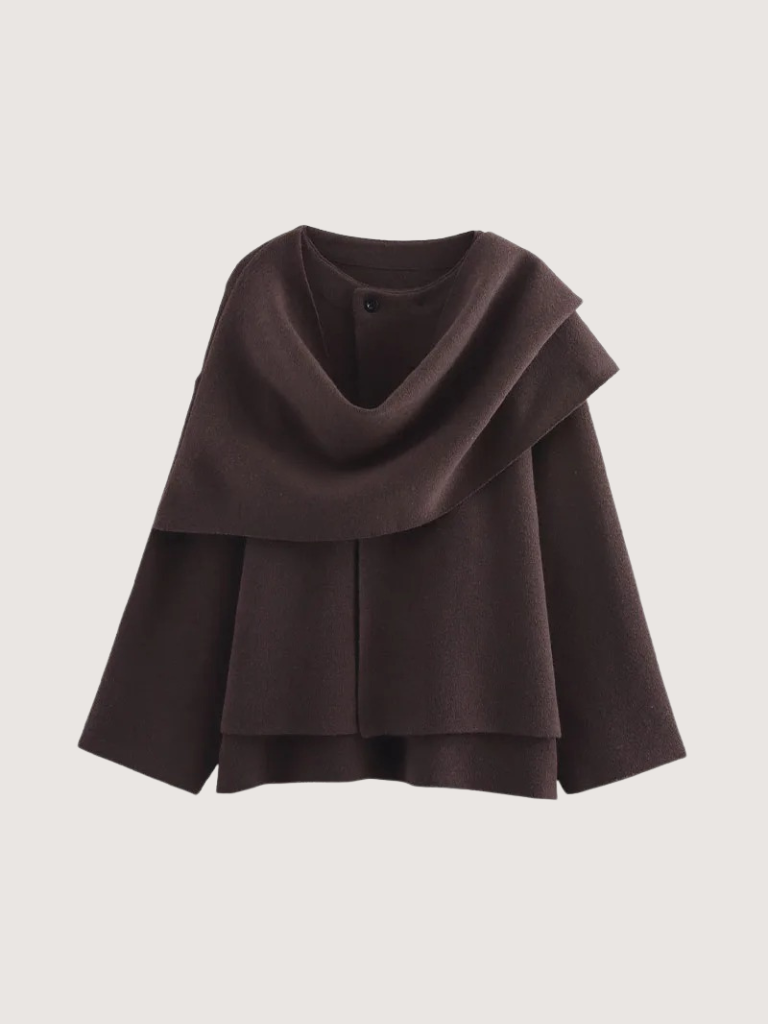 Women’s Winter Coat with Asymmetric Scarf
