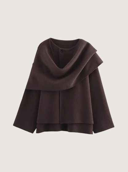 Women’s Winter Coat with Asymmetric Scarf