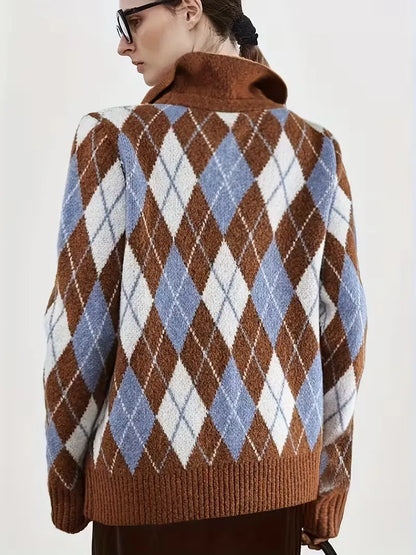 Argyle Knit Polo Sweater