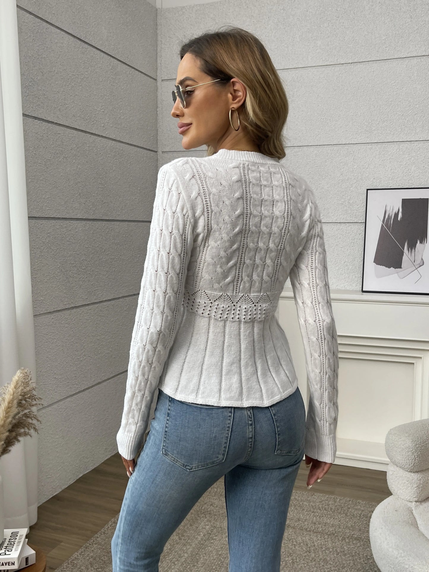 Cable-Knit Peplum Sweater
