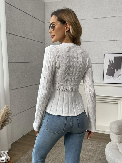 Cable-Knit Peplum Sweater