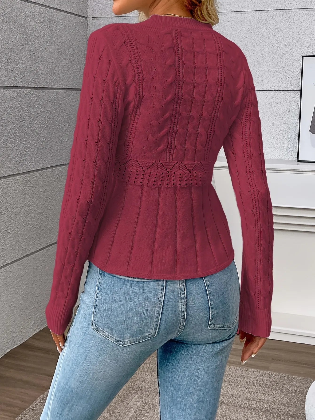 Cable-Knit Peplum Sweater