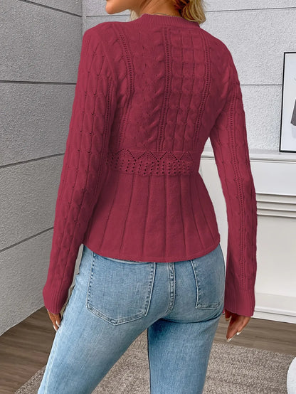 Cable-Knit Peplum Sweater