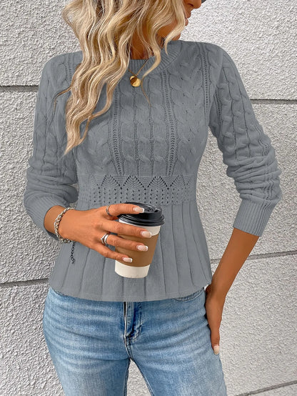 Cable-Knit Peplum Sweater
