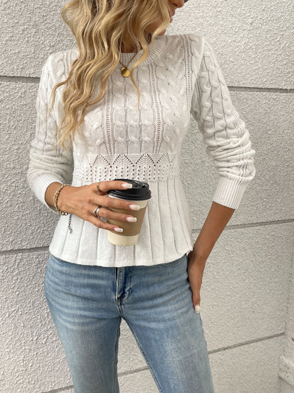Cable-Knit Peplum Sweater