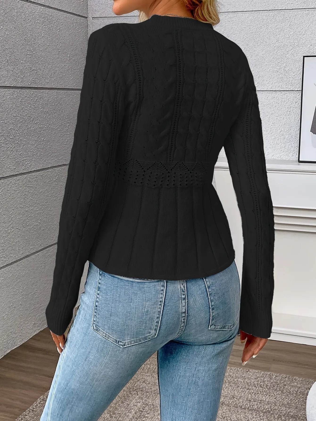 Cable-Knit Peplum Sweater