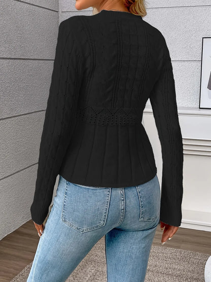 Cable-Knit Peplum Sweater