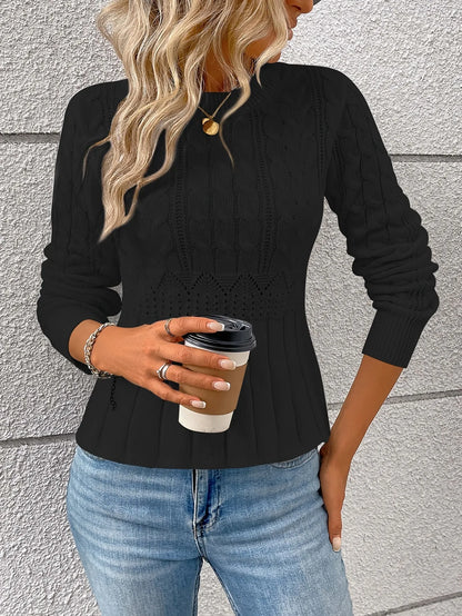Cable-Knit Peplum Sweater