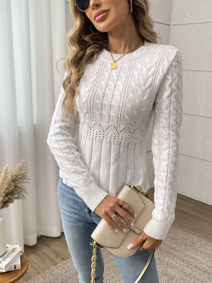 Cable-Knit Peplum Sweater