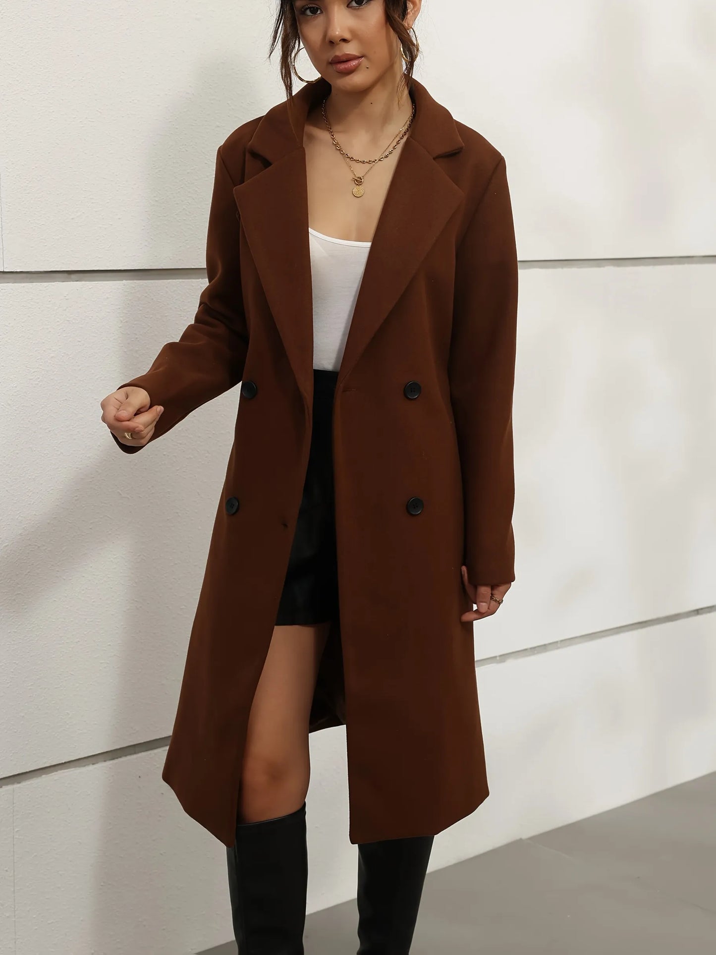 Double-Breasted Wool-Blend Coat