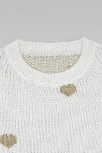 Heart-Embroidered Knit Pullover