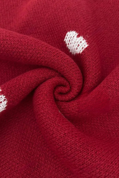Heart-Embroidered Knit Pullover