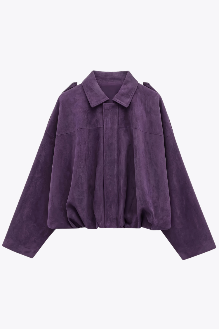 Purple textured blouse on a white background