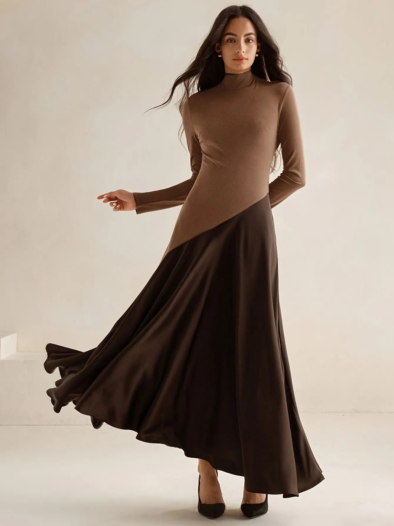 High Neck Midi Dress