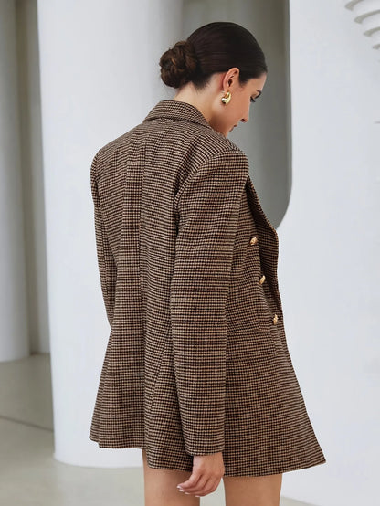 Houndstooth Double-Breasted Blazer