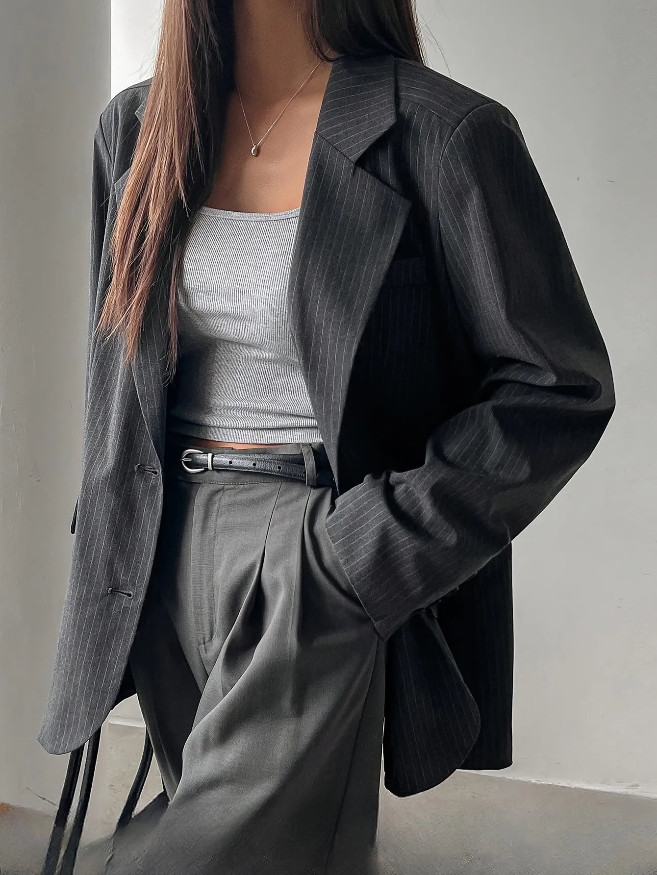 Pinstripe Oversized Blazer