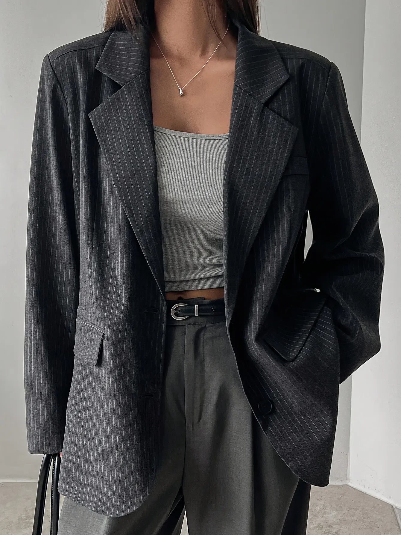 Pinstripe Oversized Blazer