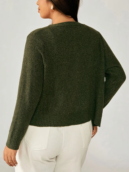 Plus Size Buttoned Knit Cardigan