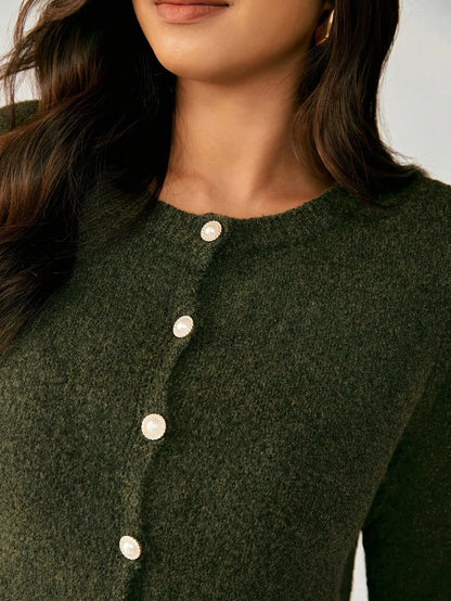 Plus Size Buttoned Knit Cardigan