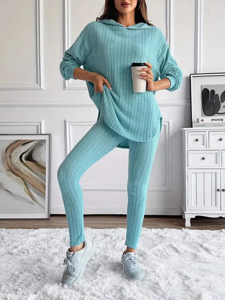 Ribbed Two-Piece Hooded Set