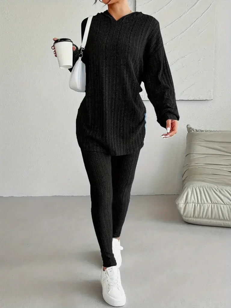 Ribbed Two-Piece Hooded Set