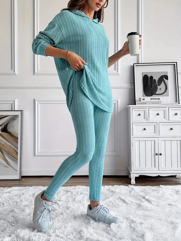Ribbed Two-Piece Hooded Set