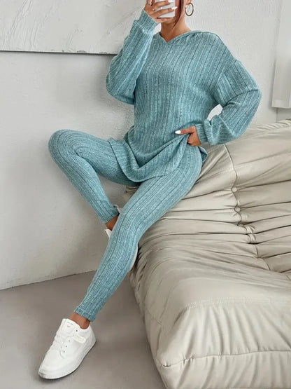 Ribbed Two-Piece Hooded Set