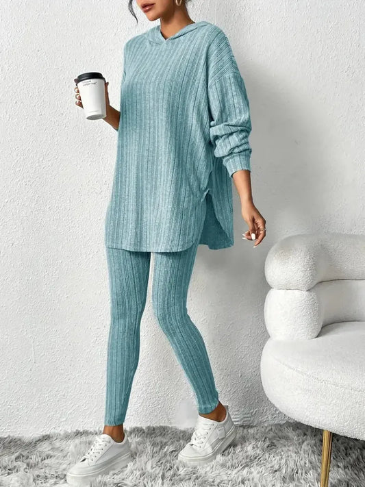 Ribbed Two-Piece Hooded Set