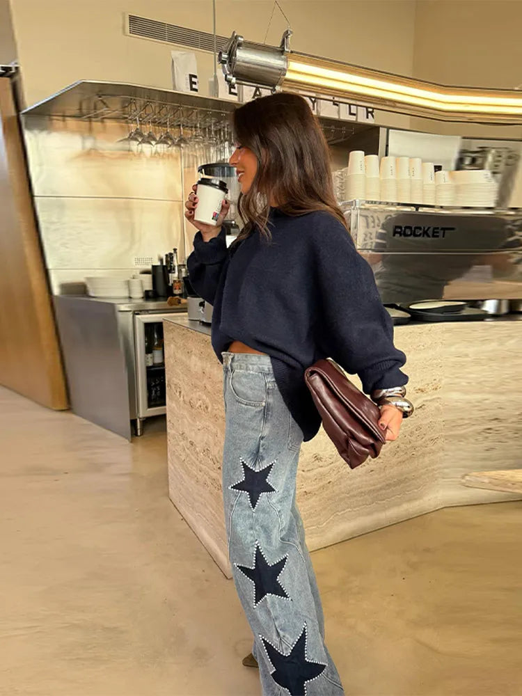 Star-Stitch Straight Jeans — Where Art Meets Everyday Elegance