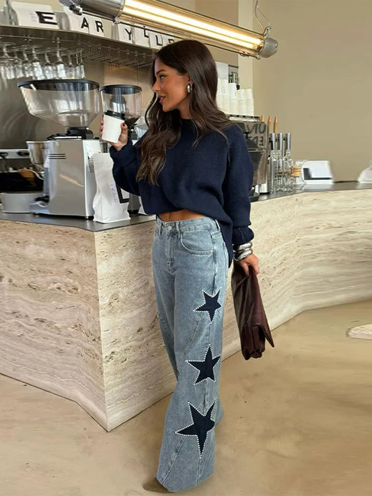 Star-Stitch Straight Jeans — Where Art Meets Everyday Elegance