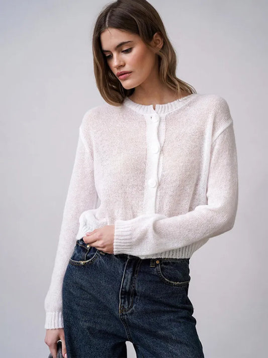 Solid Colour Knit Cardigan