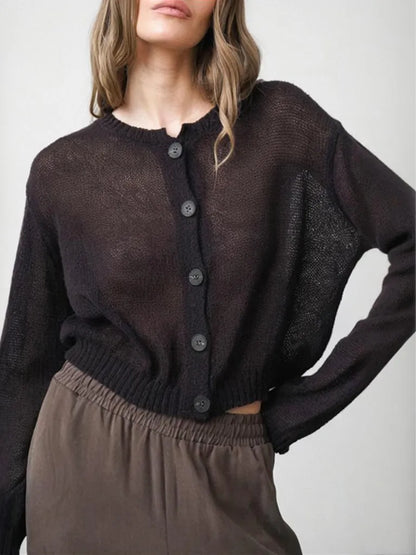 Solid Colour Knit Cardigan