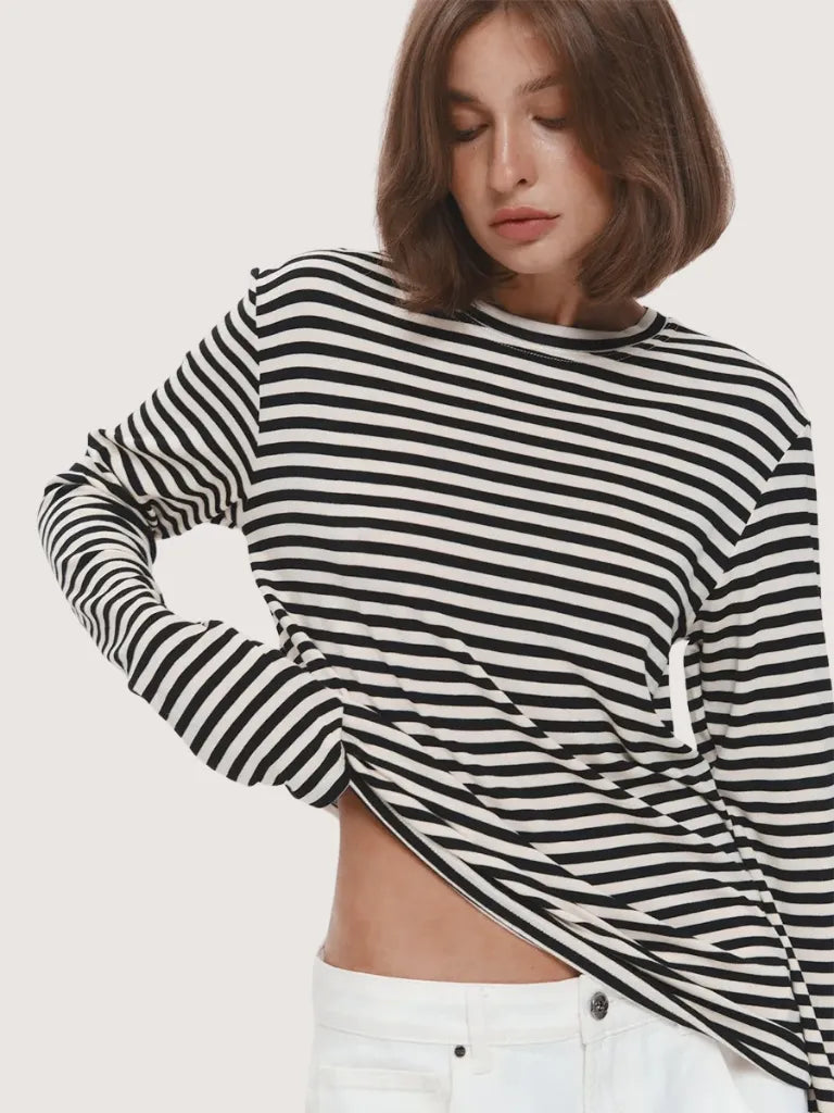 Striped Cotton Patchwork Tee