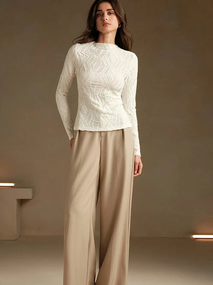 Textured Long-Sleeve Top