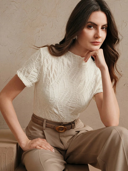 Textured Short-Sleeve Top