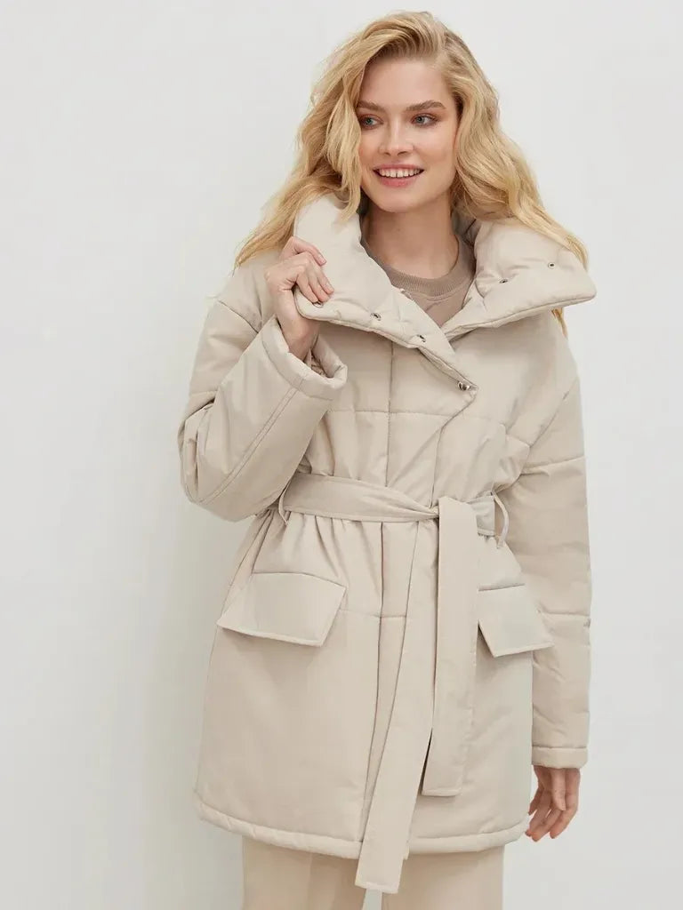 Urban Casual Winter Coat With Pockets & Zip Closure