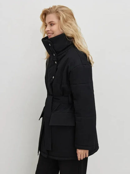 Urban Casual Winter Coat With Pockets & Zip Closure