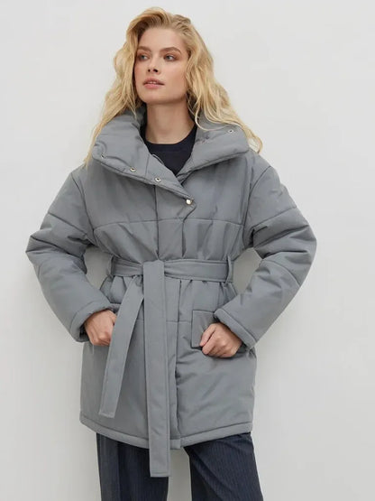 Urban Casual Winter Coat With Pockets & Zip Closure