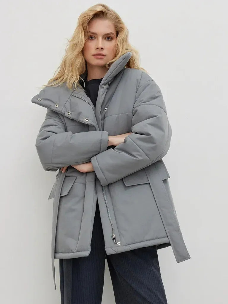 Urban Casual Winter Coat With Pockets & Zip Closure