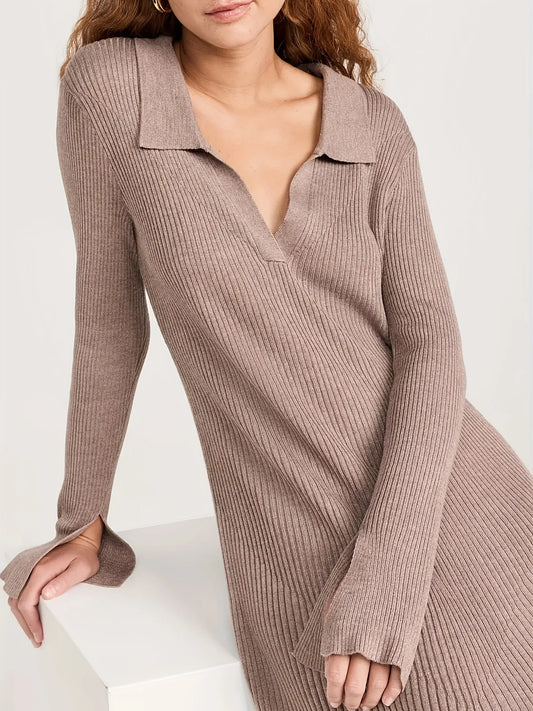 Viscose Blend V Neck Dress