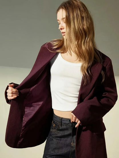 Wool-Blend Tailored Blazer