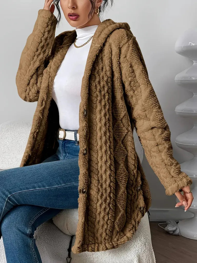 Wool-Blend Textured Buttoned Cardigan