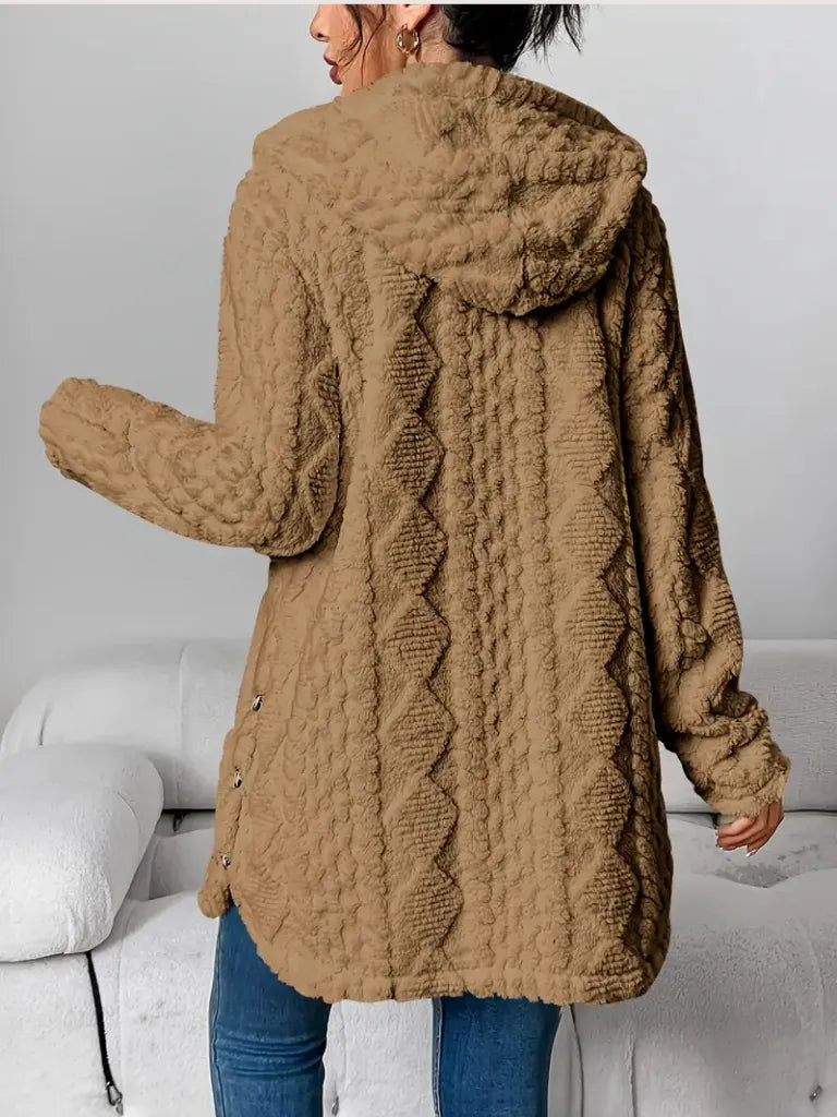 Wool-Blend Textured Buttoned Cardigan